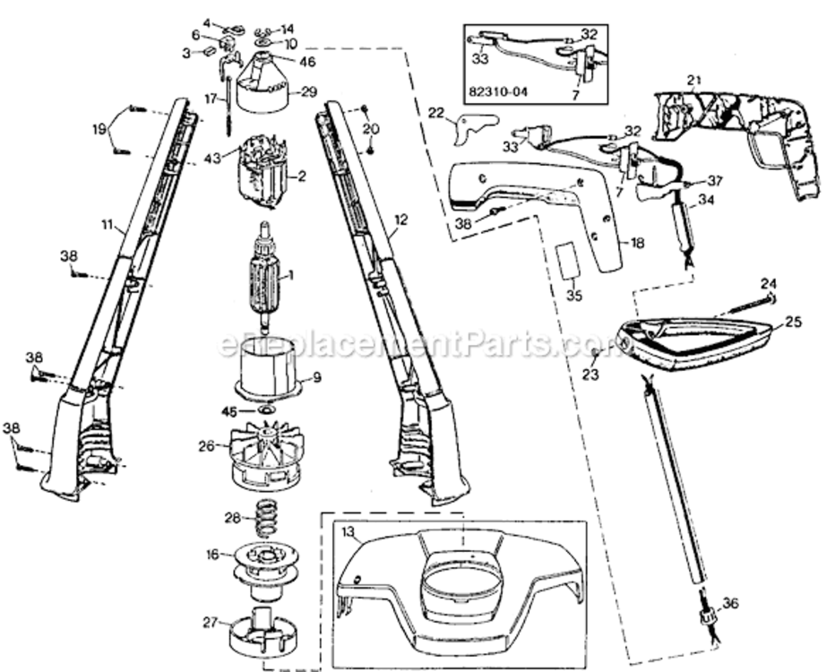 Page A Diagram and Parts List for 82310-04 Type 2 Black and Decker Trimmer